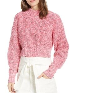 Rebecca Minkoff Cropped Sweater Red and White Crew Neck size small
